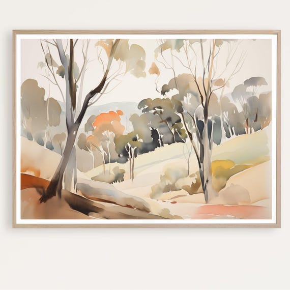 Australian Landscape Print Tree Painting Neutral Wall Art Large Contemporary Giclee