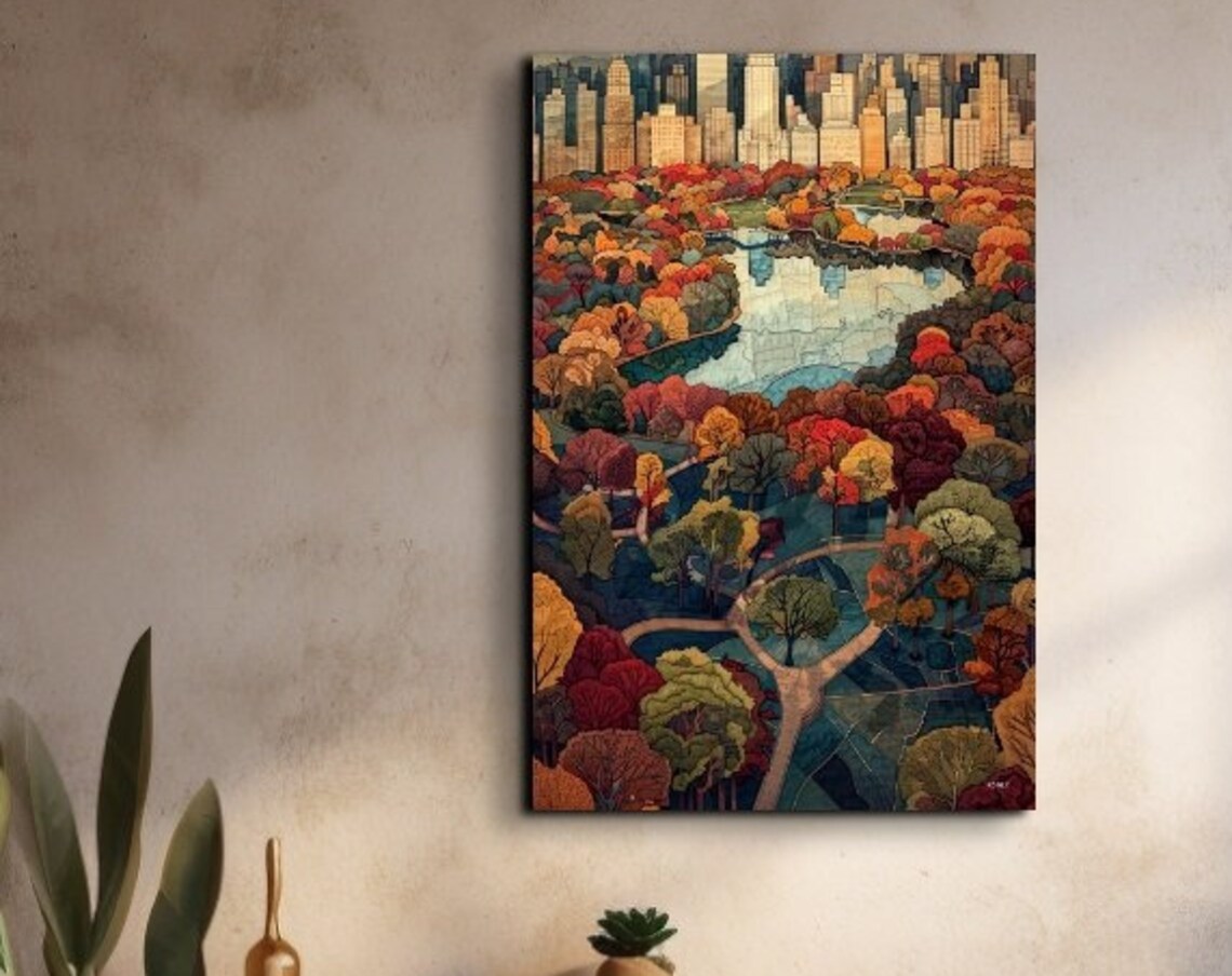 Central Park New York City Mid-Century Art Print