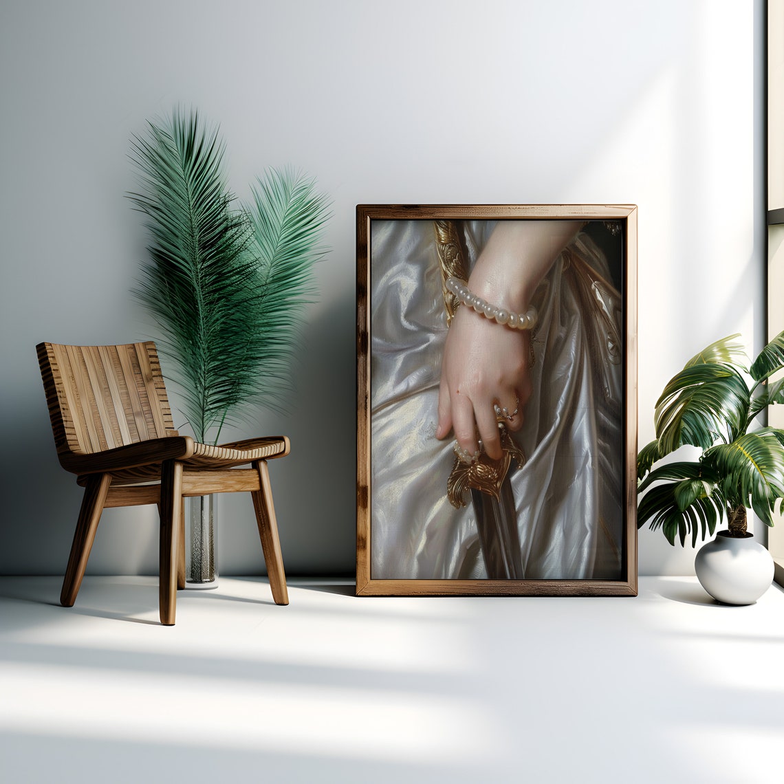 Elegant Lady In Satin Dress, Neoclassical Art Print - Image 2