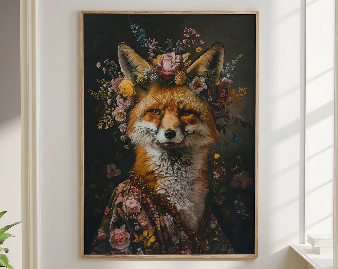 Fox Maximalist Eclectic Animal Portrait Art Print