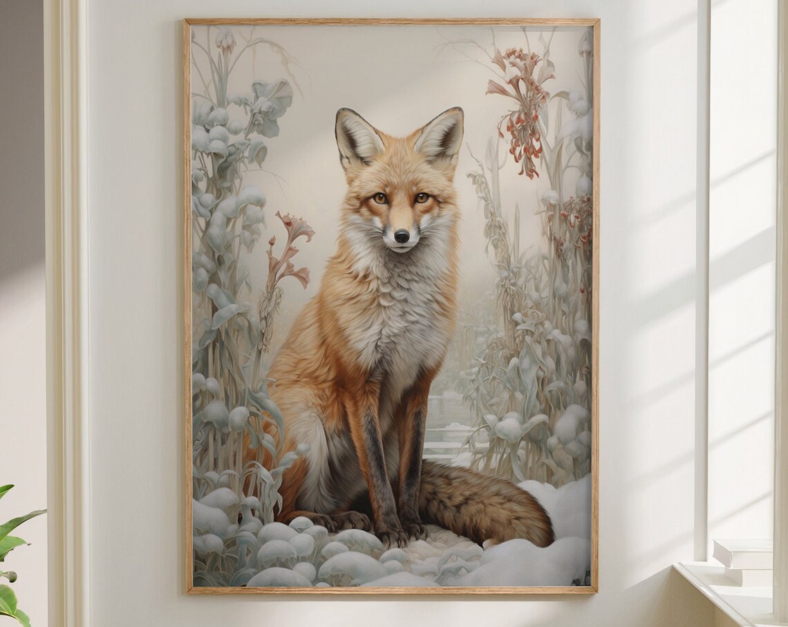 William Morris Inspired Fox Winter Art Print