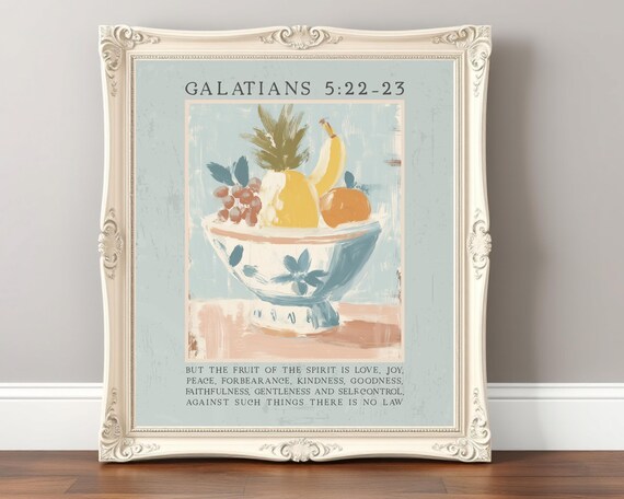 Fruit Of The Spirit Abstract Bowl Painting Pastel Bible Verse Galatians 522 Christian Housewarming Gift