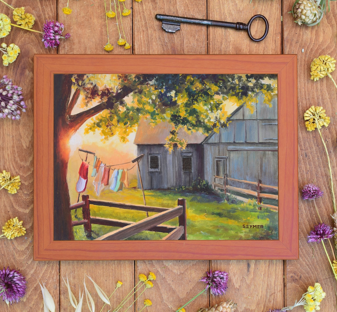Barn Landscape Oil Painting Art Print, Rustic Farm - Image 4