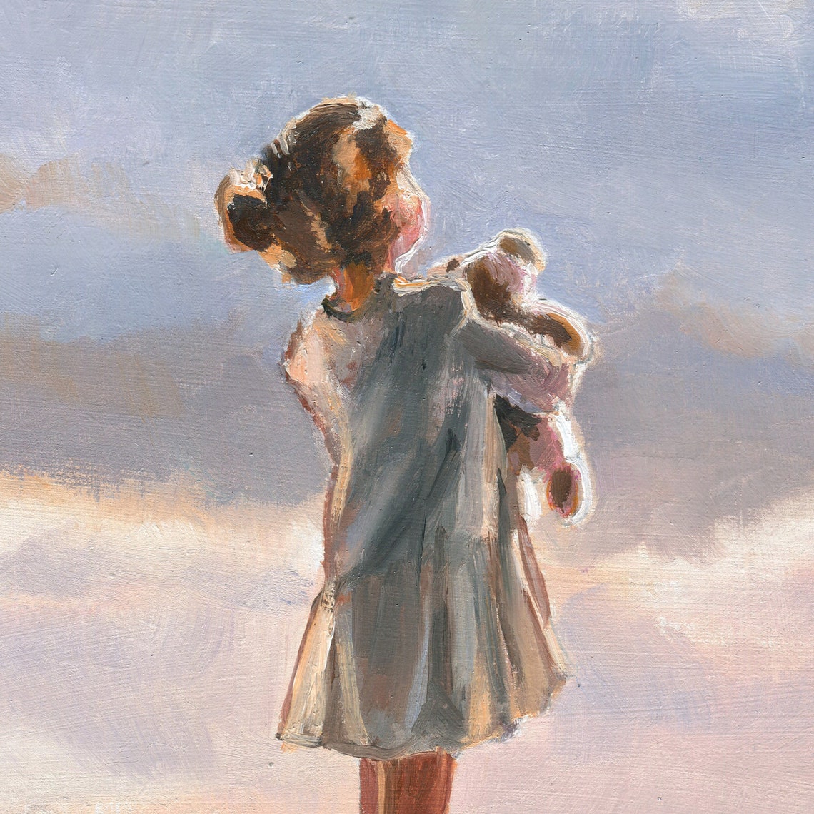 Little Girl With Seagull On Beach Oil Painting Childhood Art Poster - Image 2
