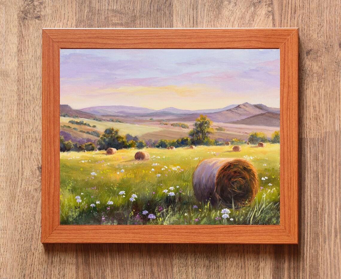 Round Straw Bales Rural Farm Scene Art Print - Image 6