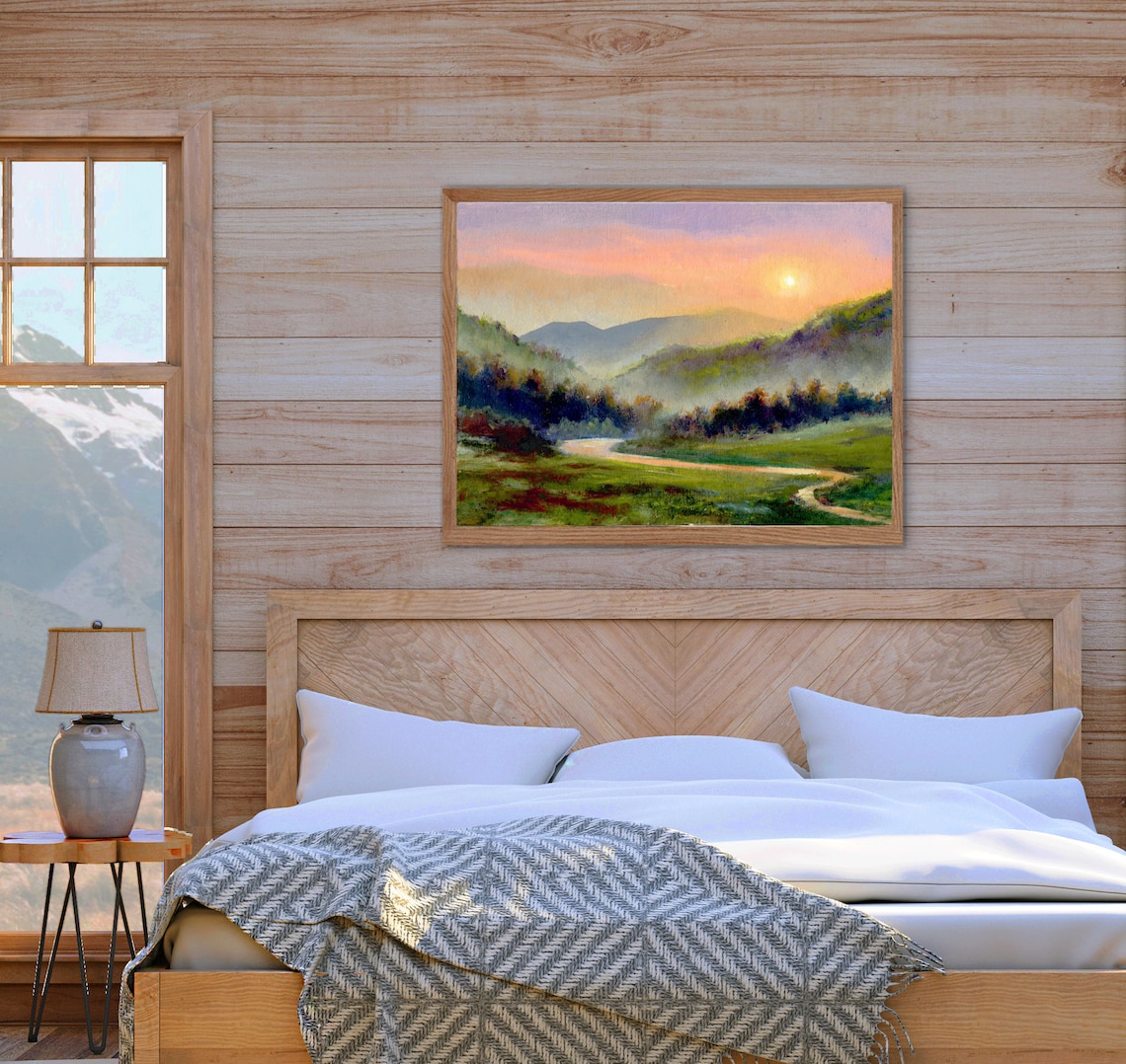 Misty Pines Panoramic Country Landscape Art Print - Image 3