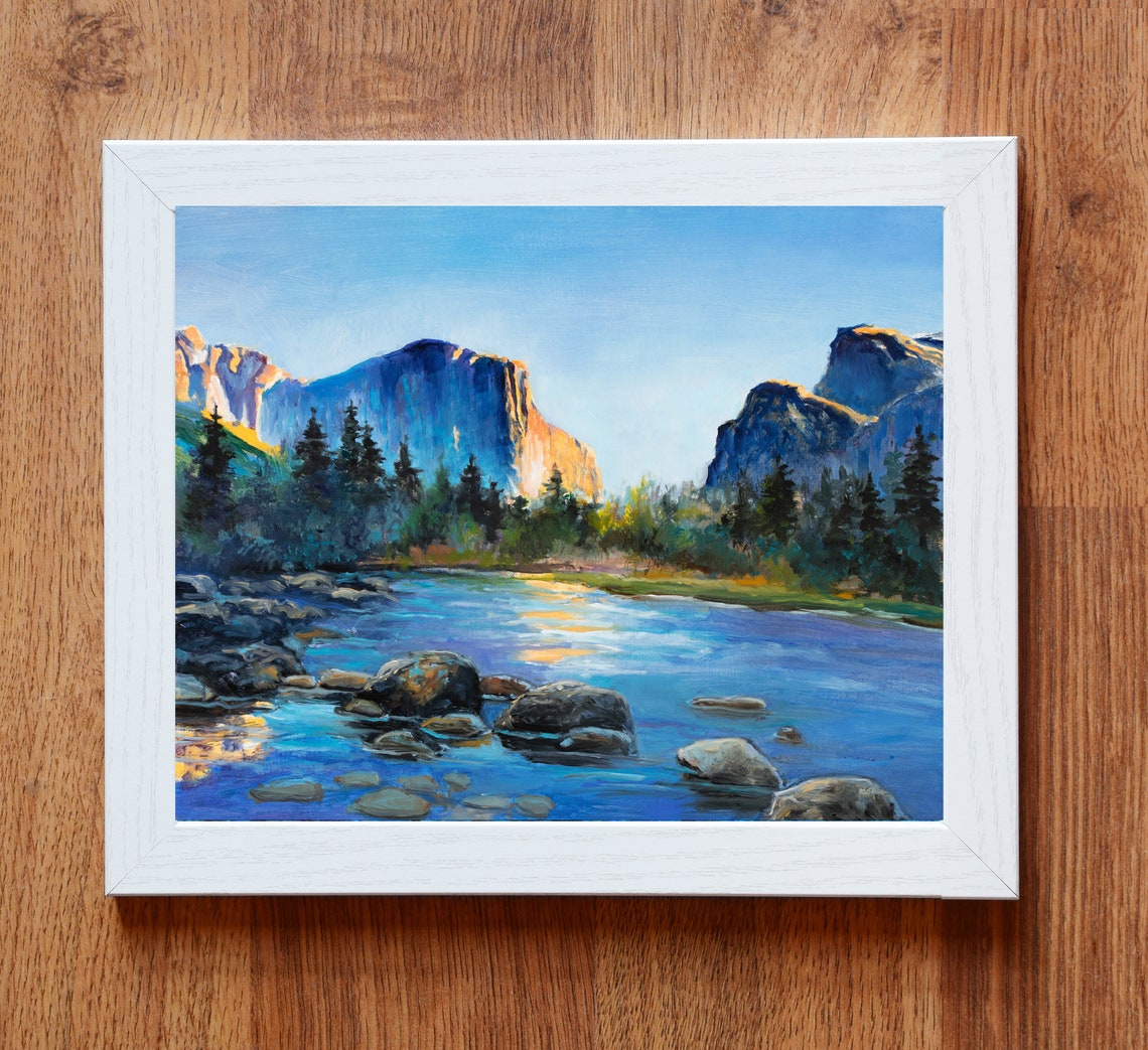 Granite Cliffs Glowing In Morning Light Beside A River Valley Poster - Image 2