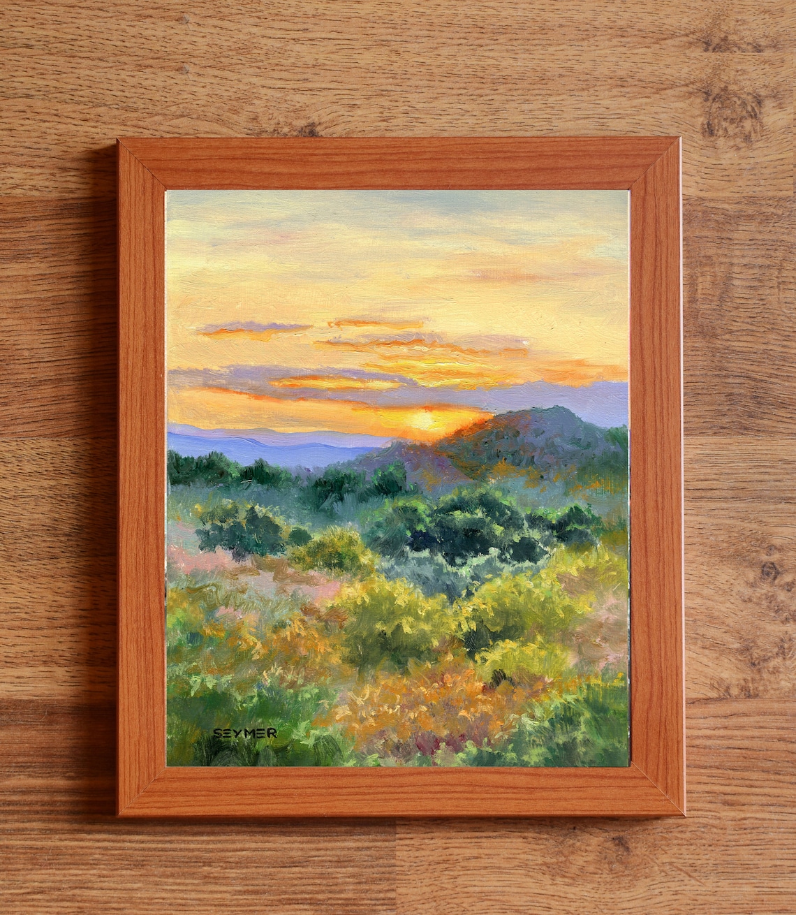 Landscape Meadow Sunset Oil Painting Art Print - Image 5