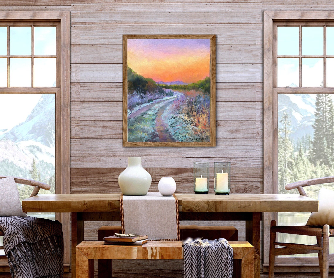 Snowy Country Road Winding through Winter Woods at Sunset Poster - Image 5
