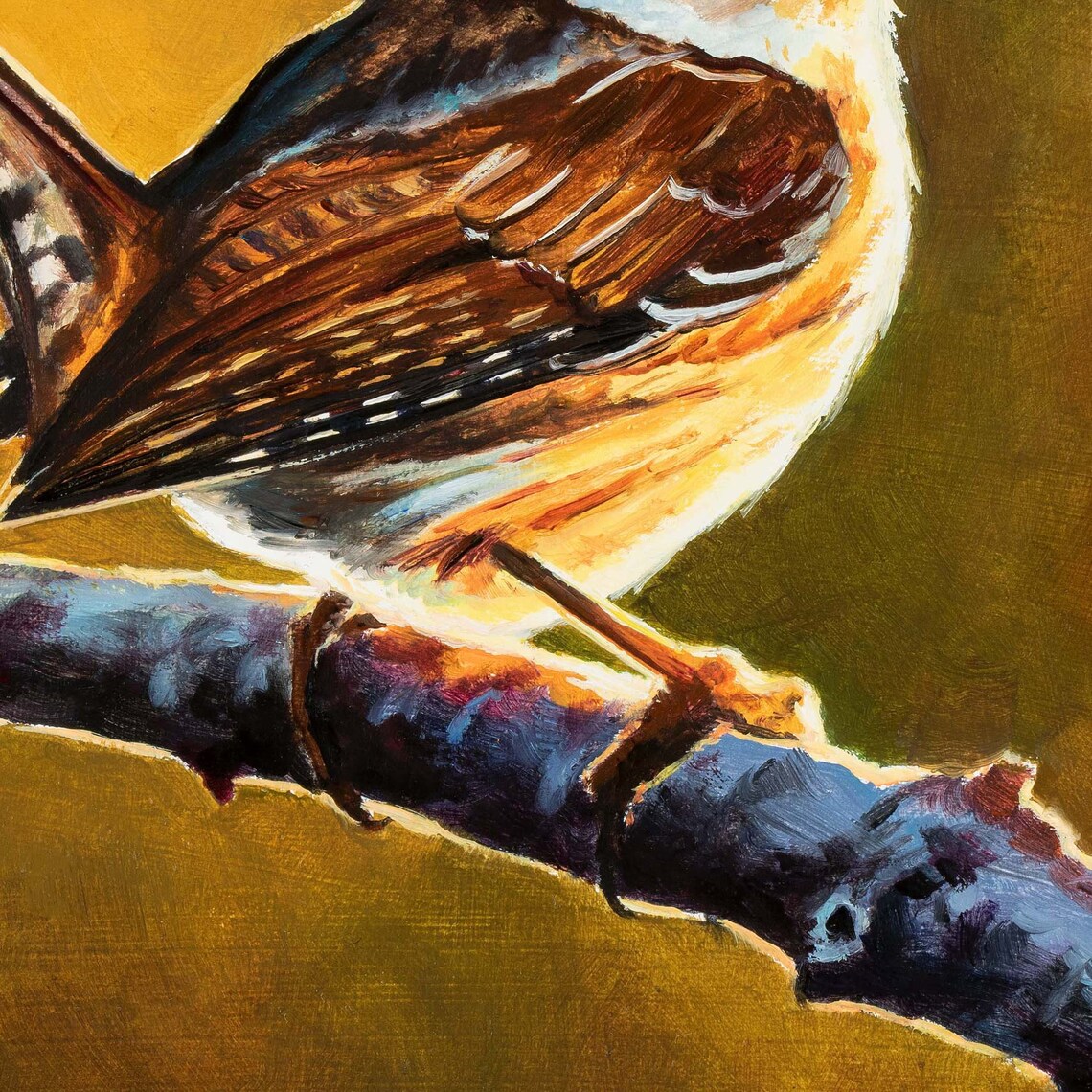 Wren Bird Oil Painting, Rustic Nursery Art Print - Image 2