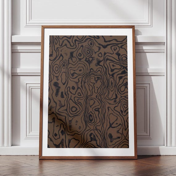 Wood Grain Abstract Wall Art Print Modern Earthy Brown Pattern Poster Minimalist Nature Inspired Japandi Home Decor
