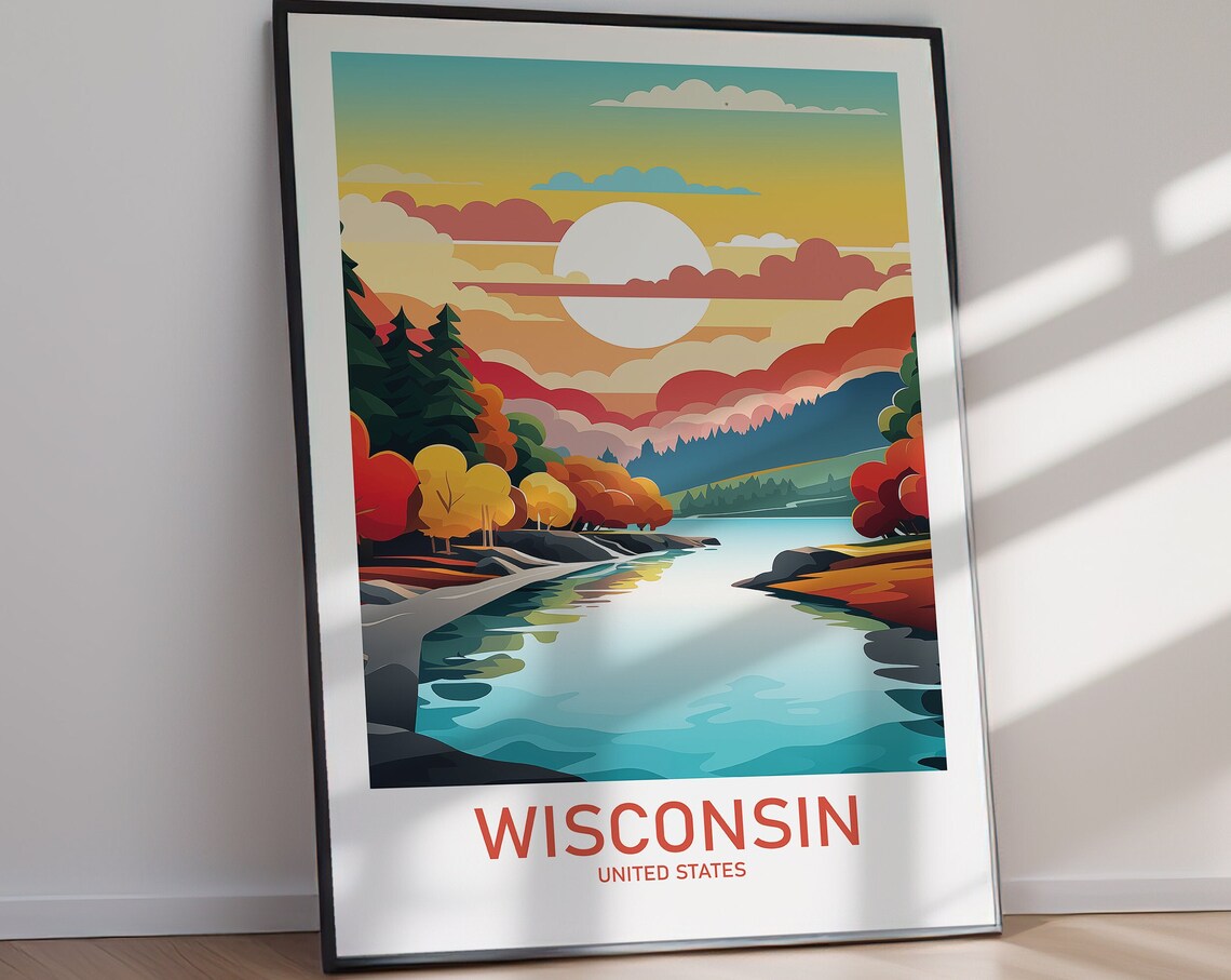 Wisconsin Travel Poster Art Print, Home Decor - Image 2