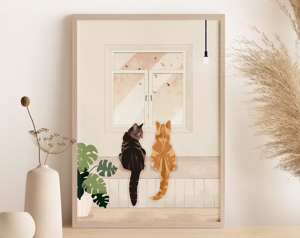 Custom Cat Portrait Personalized Pet Memorial Art