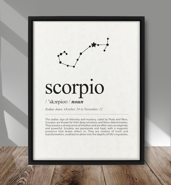 Scorpio Definition Print Zodiac Sign Poster Stars Constellation Decor