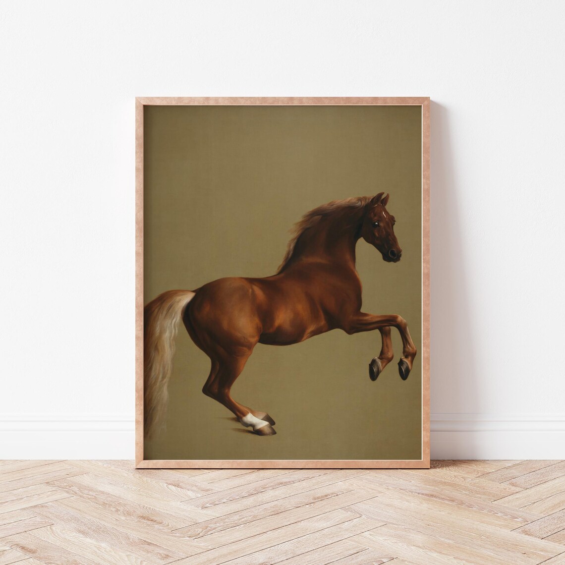 Rearing Bay Horse Vintage Equestrian Oil Painting Art Poster
