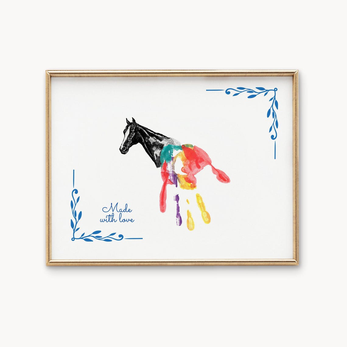Fathers Day Horse Rainbow Handprint Baby Keepsake Gift Art Print