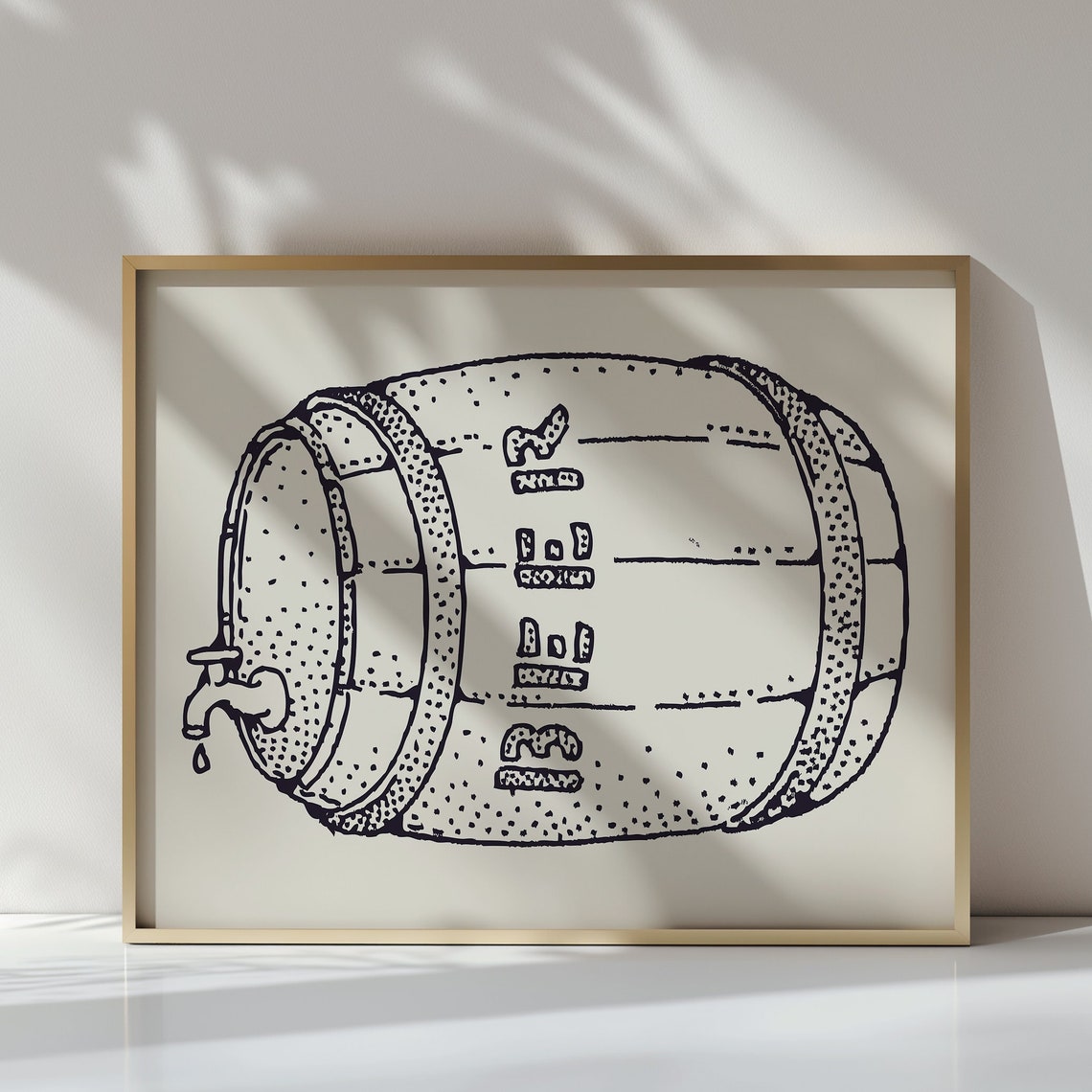 Hand Drawn Vintage Beer Barrel Sketch Rustic Bar Wall Poster