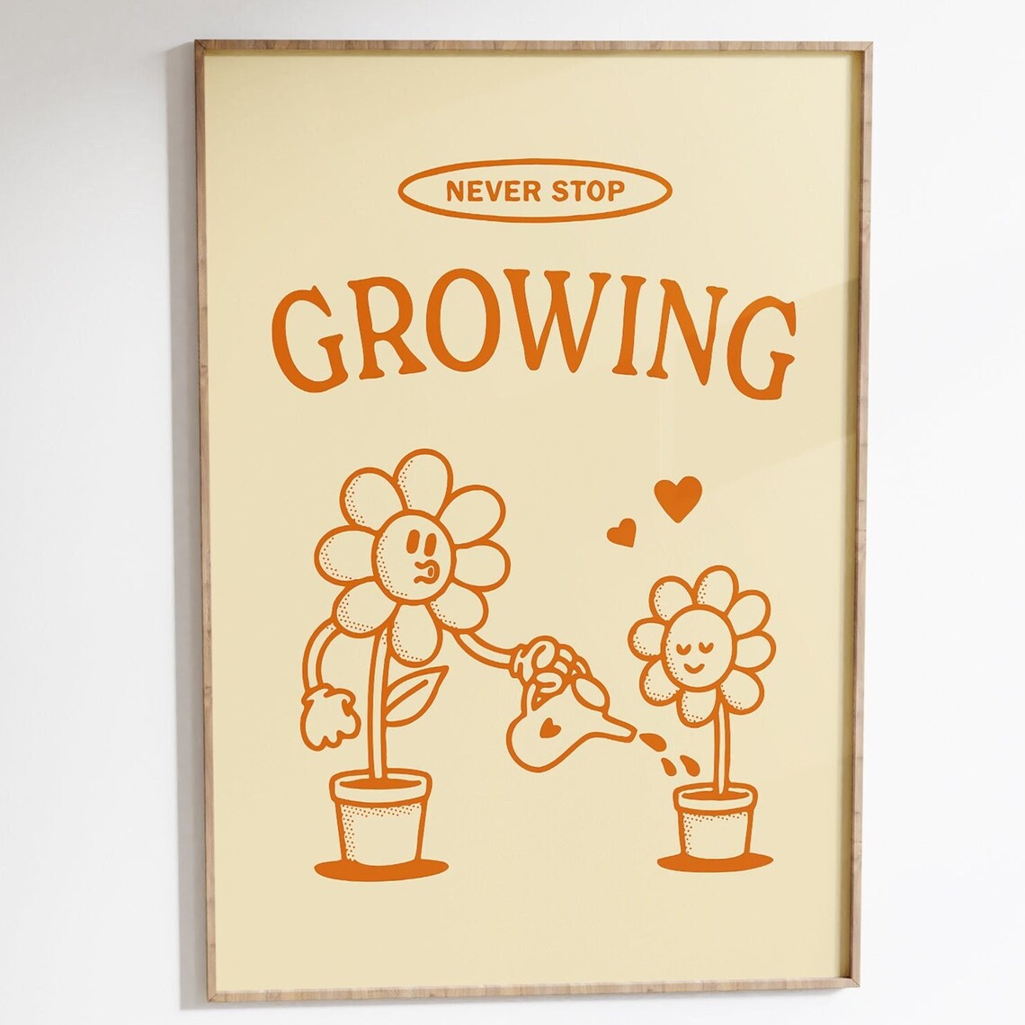 Never Stop Growing Retro Motivational Art Print
