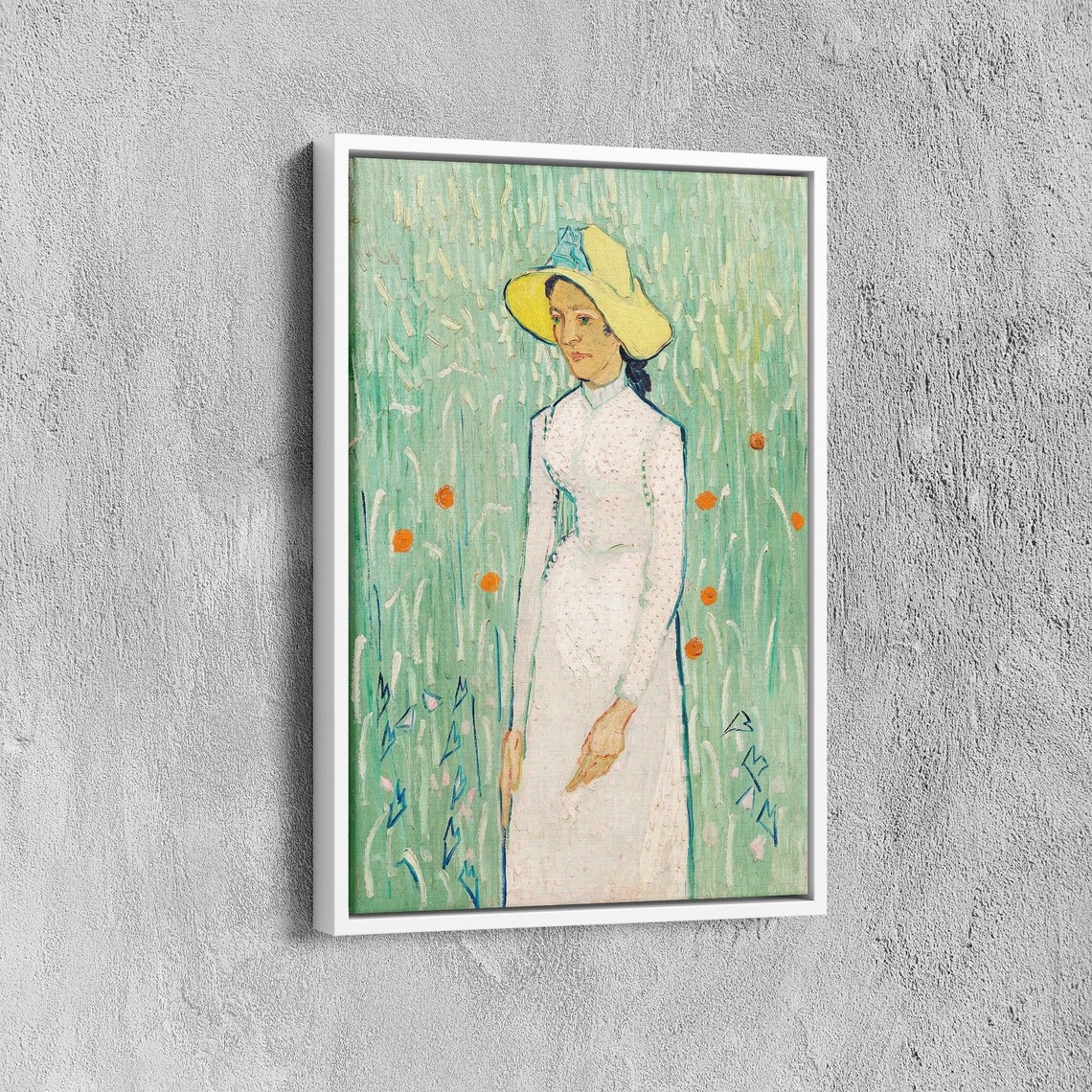 Van Gogh Girl In White Green Wheat Field Impressionist Art Poster - Image 6