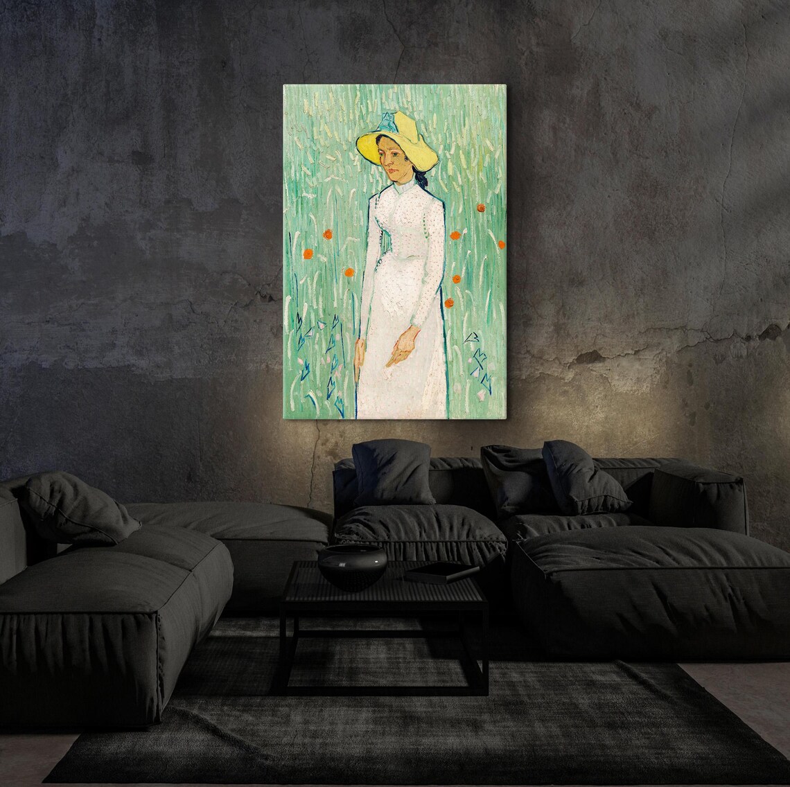 Van Gogh Girl In White Green Wheat Field Impressionist Art Poster - Image 4