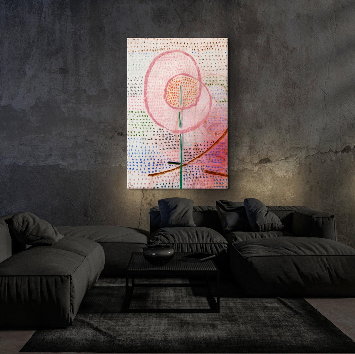 Paul Klee Pink Blossoming Flower Dotted Pointillist Abstract Poster - Image 6