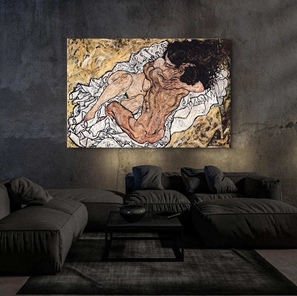 Egon Schiele Poster Lovers Mand And Woman Print Egon Schiele Exhibition Poster The Embrace Poster Art Reproduction - Image 4