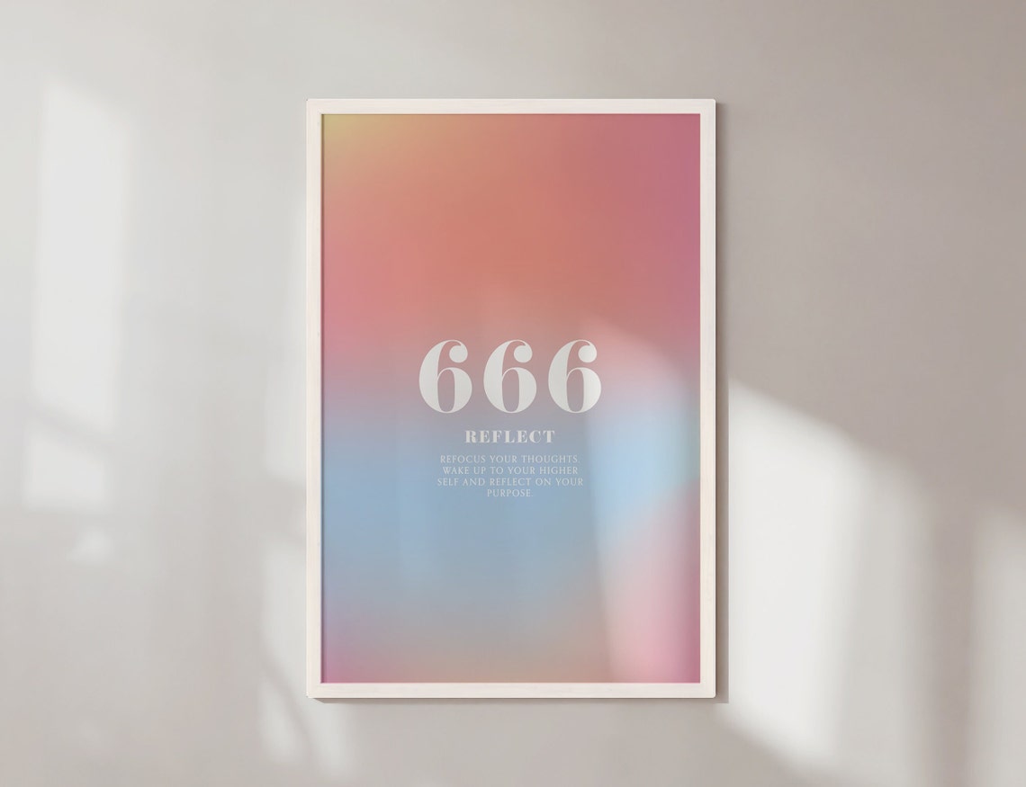 Angel Number 666 Reflect Pink Blue Rainbow Gradient Aura Poster - Image 2
