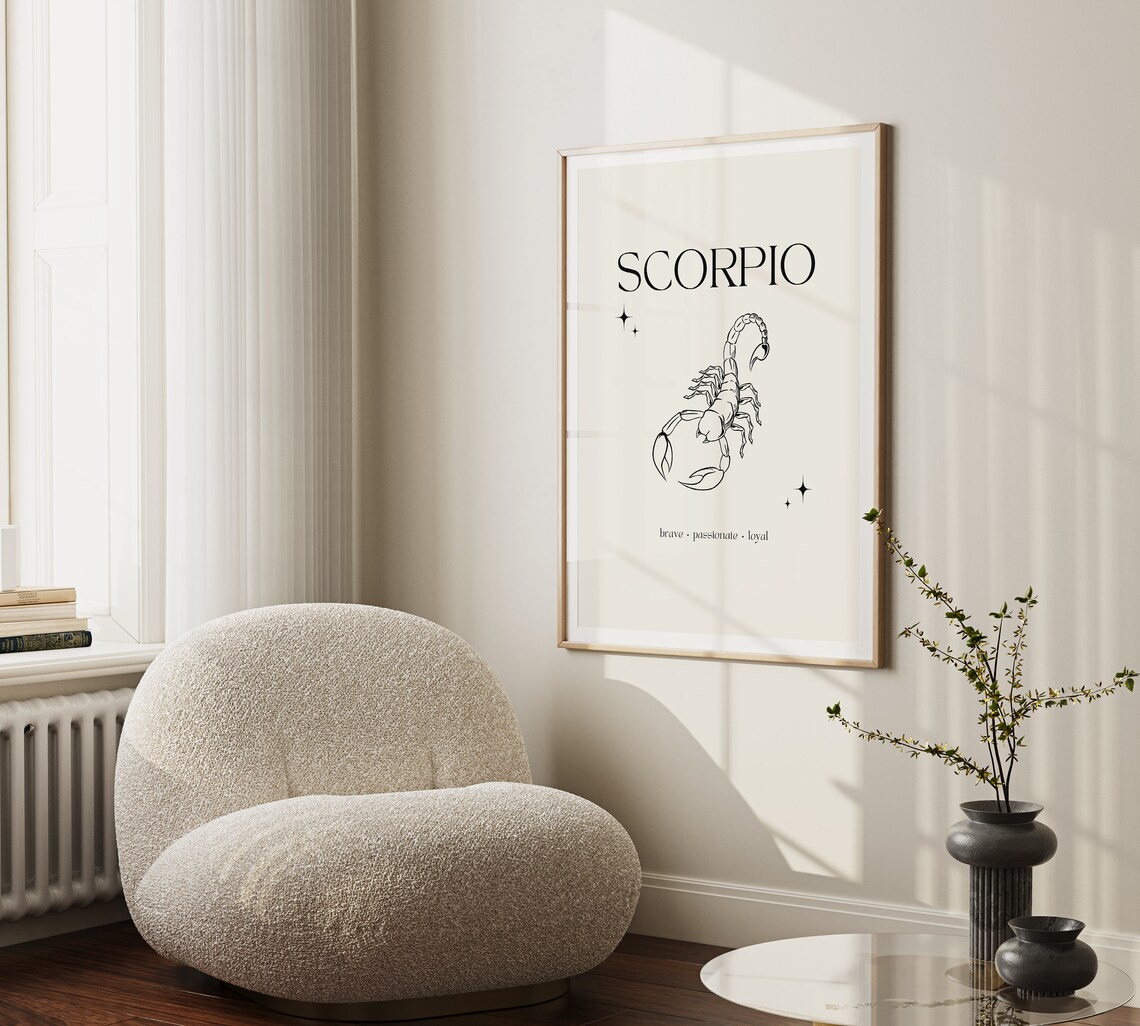 Minimalist Scorpio Zodiac Star Sign Art Print - Image 3