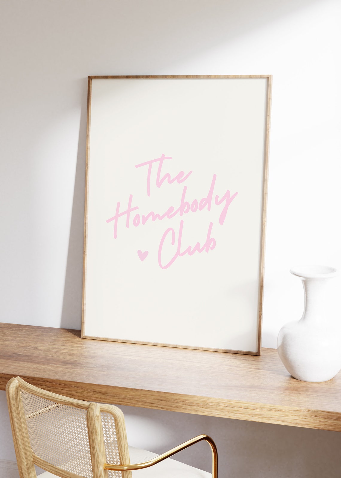 The Homebody Club Blush Pink Heart Flowing Script Cozy Sign Poster - Image 4