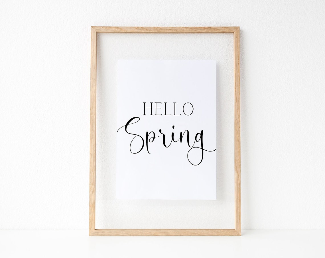 Hello Spring Elegant Script Typography Minimalist Wall Decor Print - Image 3