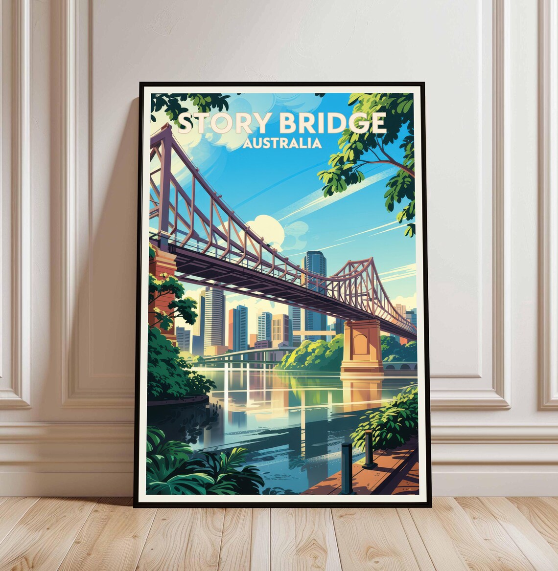 Brisbane Story Bridge Vintage Travel Poster