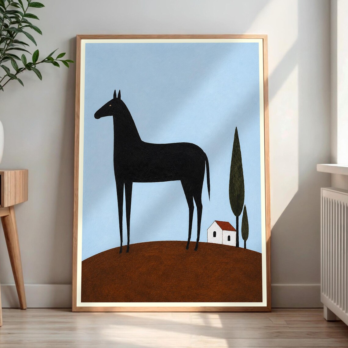 Western Black Horse Poster, Modern Ranch Art Print