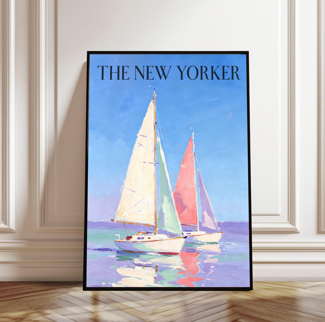 The New Yorker Sailboat Regatta Coastal Nautical Magazine Art Poster