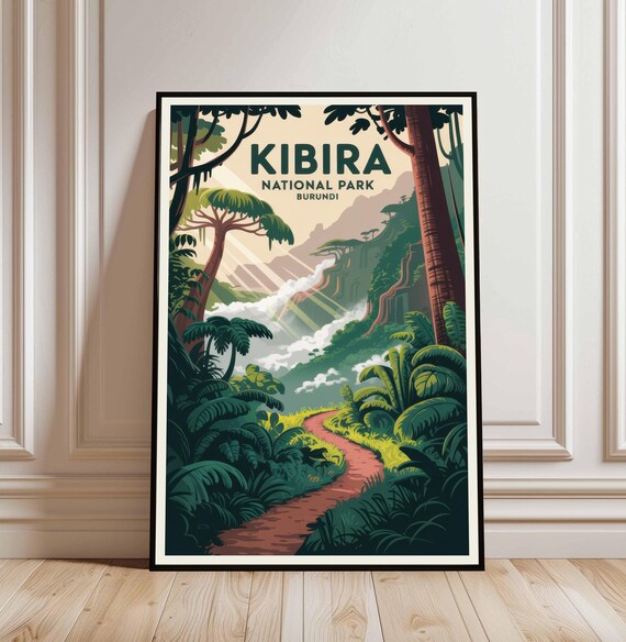 Kibira National Park Burundi Vintage Tropical Jungle Forest Travel Poster
