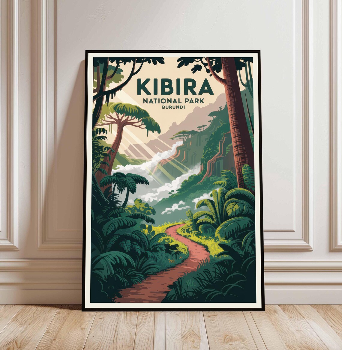Kibira National Park Burundi Vintage Tropical Jungle Forest Travel Poster
