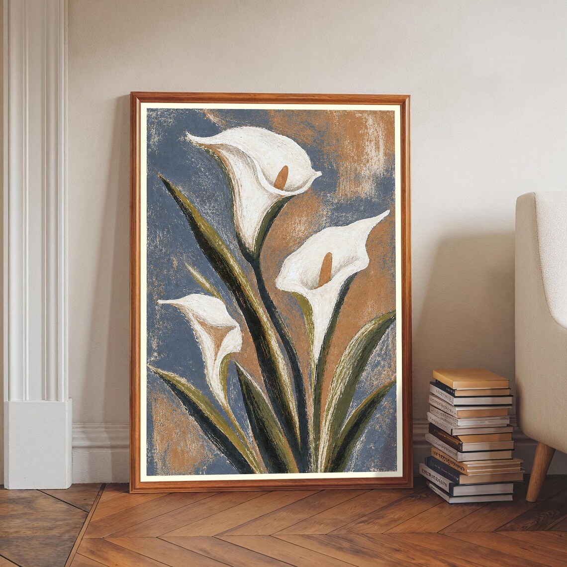 Calla Lily Floral Art Print, Abstract Botanical Decor