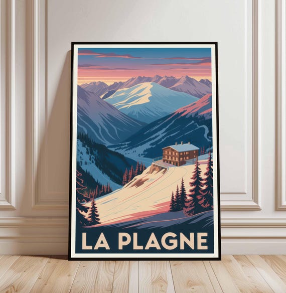 La Plagne Travel Print Wall Art Hanging Home Dcor Gift Lovers Ski Lover Skiing