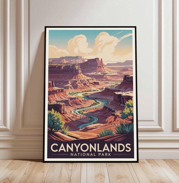 Canyonlands National Park Utah Red Canyon River Vintage Travel Poster