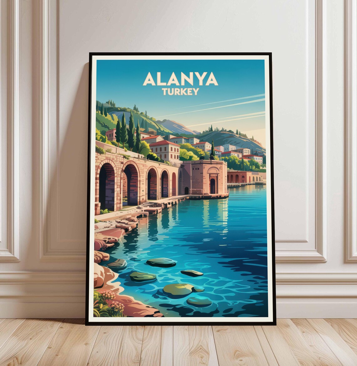 Alanya Turkey Mediterranean Sea Fortress Coastline Travel Poster