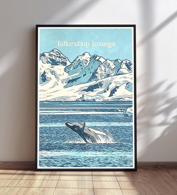 Tallurutiup Imanga Humpback Whale Arctic Vintage Travel Poster
