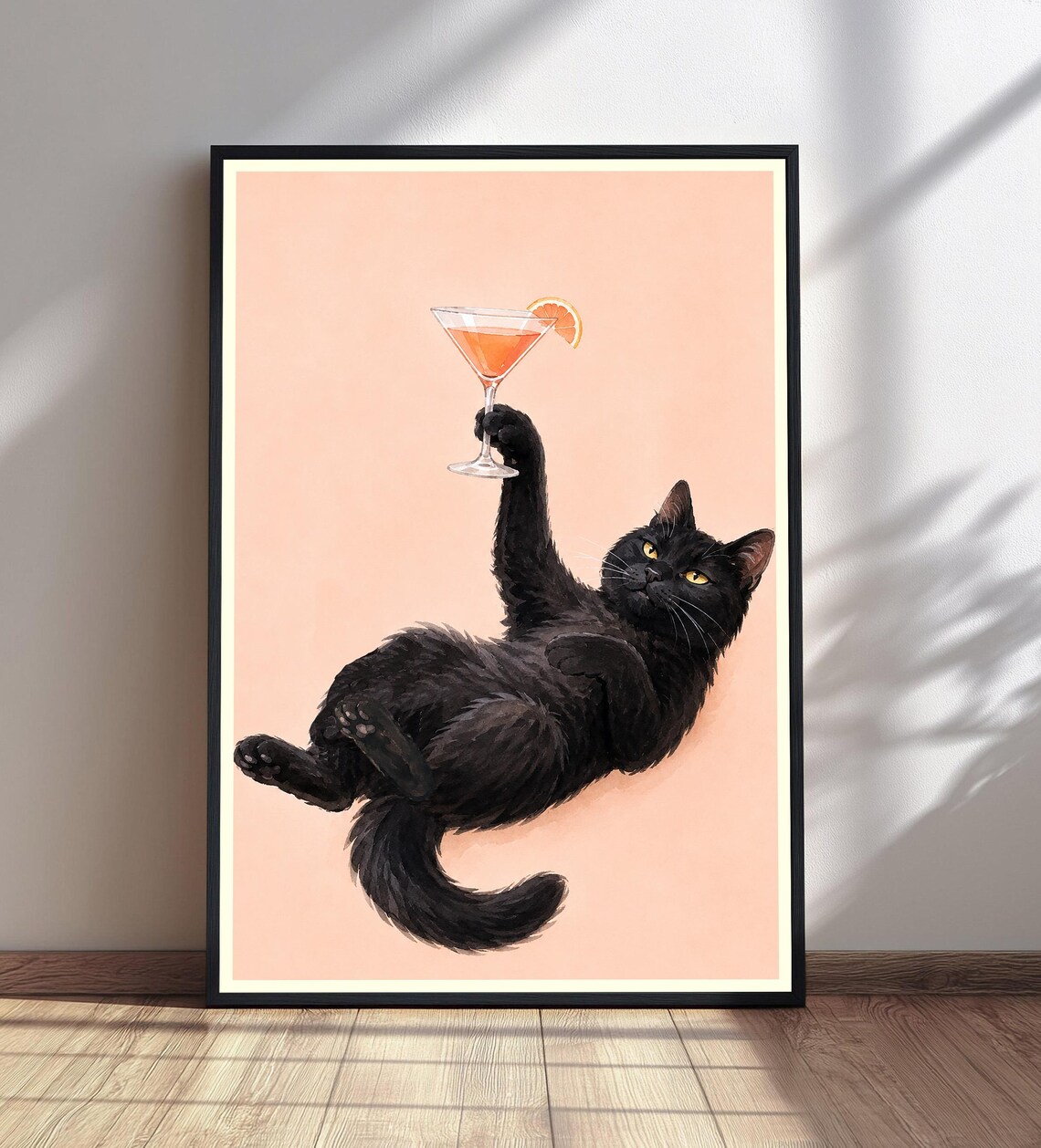 Black Cat Cocktail Print, Funny Kitchen Decor