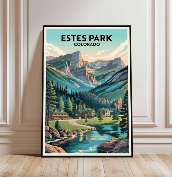 Estes Park Colorado Travel Print Wall Decor Poster Rocky Mountain Prints Art
