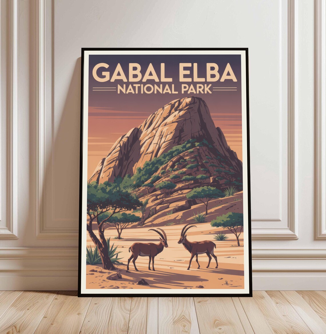 Gabal Elba National Park Egypt Antelope Vintage Travel Poster