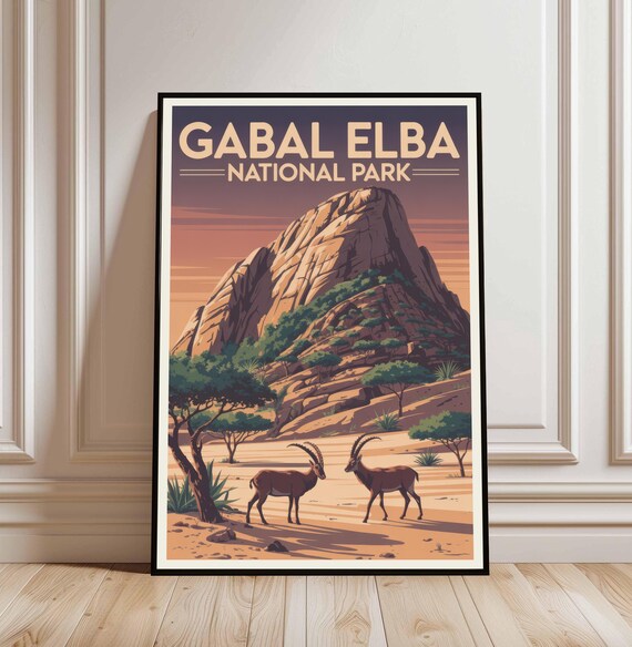 Gabal Elba National Park Egypt Antelope Vintage Travel Poster