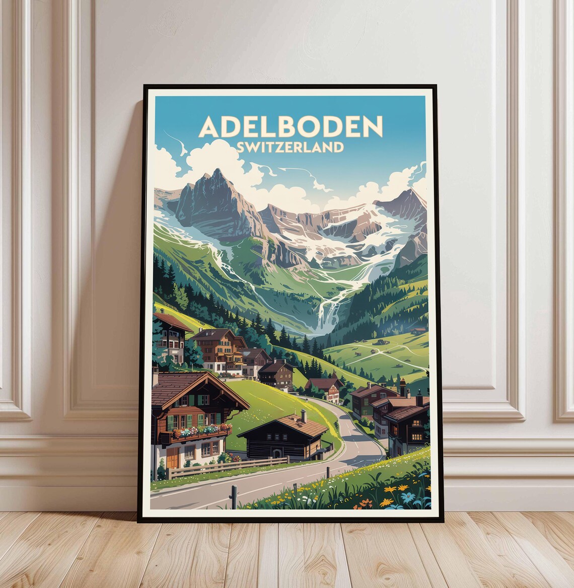 Adelboden Switzerland Alps Village Mountain Village Travel Poster