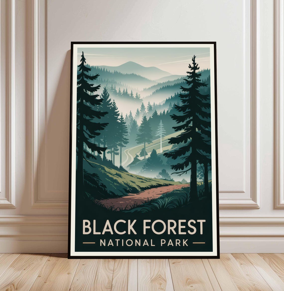 Black Forest National Park Misty Pine Trees Germany Travel Art Poster