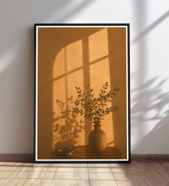 Sun And Shadow Landscape Wall Art Golden Hour Nature Print Warm Sunlight Poster Rustic Countryside Decor