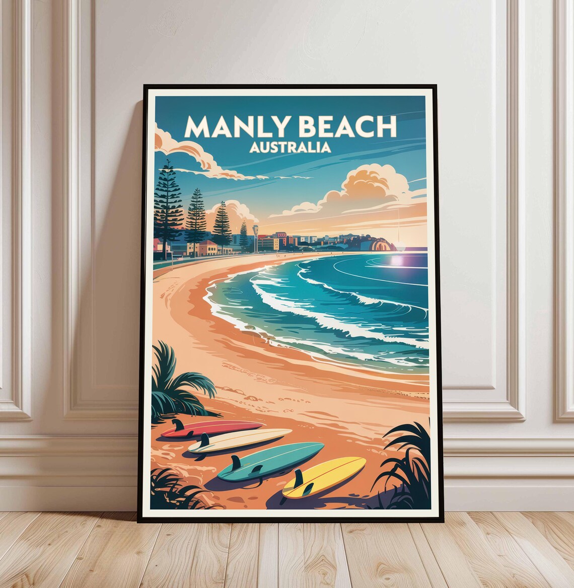 Manly Beach Australia Travel Poster, New South Wales