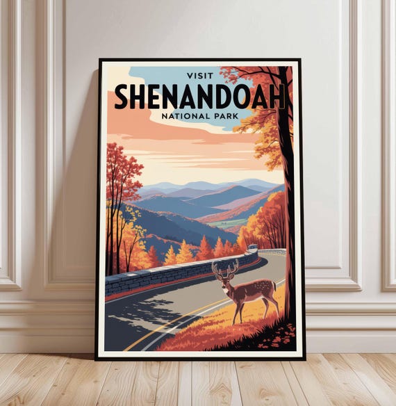 Shenandoah National Park Virginia Posters Camping And Hiking Gift Minimalist Vintage Style Print Physical Poster