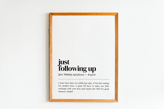 Just Following Up Funny Office Dictionary Definition Poster Email Humor